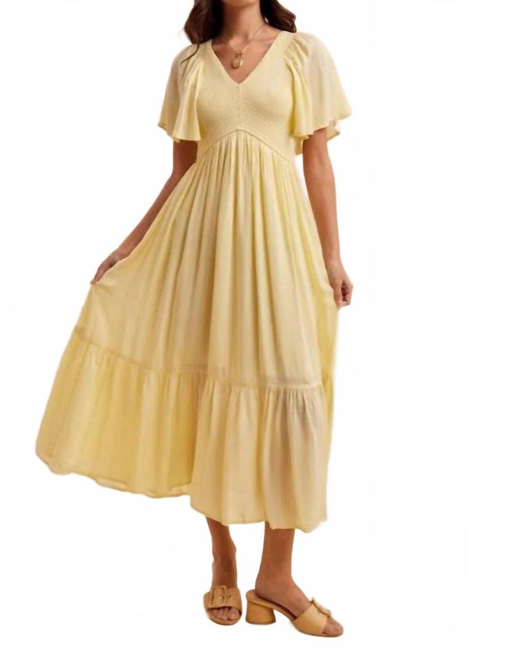 NEW IN-LOOM modal smocked dress in yellow